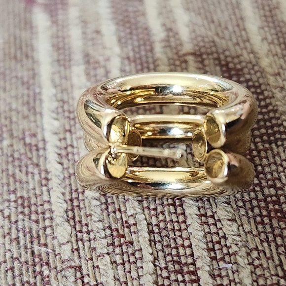 Beautiful Gold Tone Triple Hoop Earrings - Picture 4 of 5